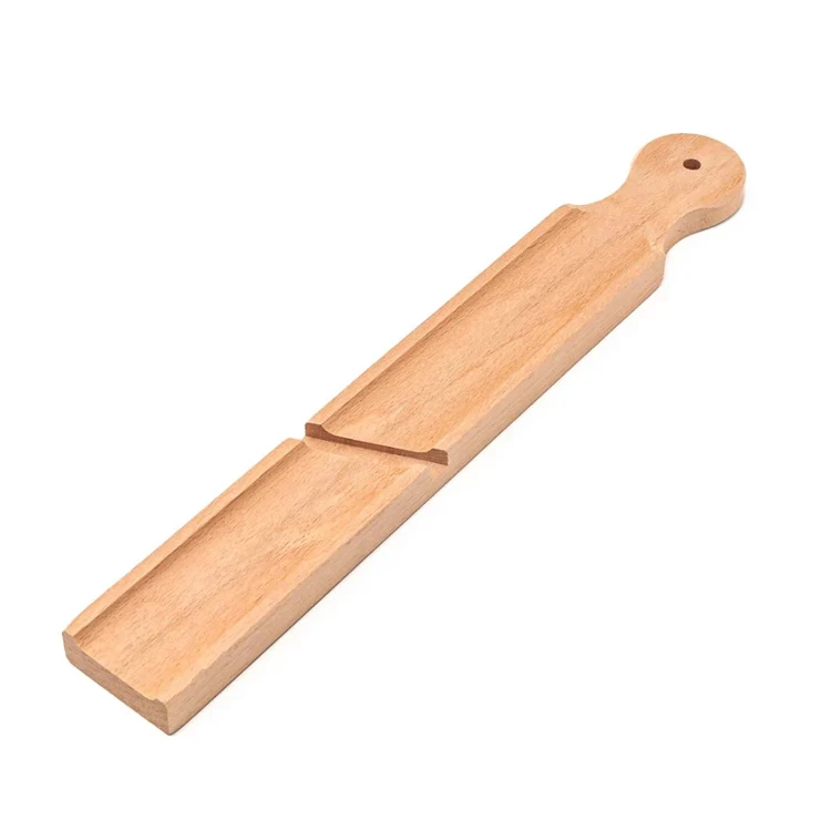 Natural Beech Wood Salami Cutting Board Handy 16-Inch Wooden Sausage Chopping Board Handled Salami Serving Board
