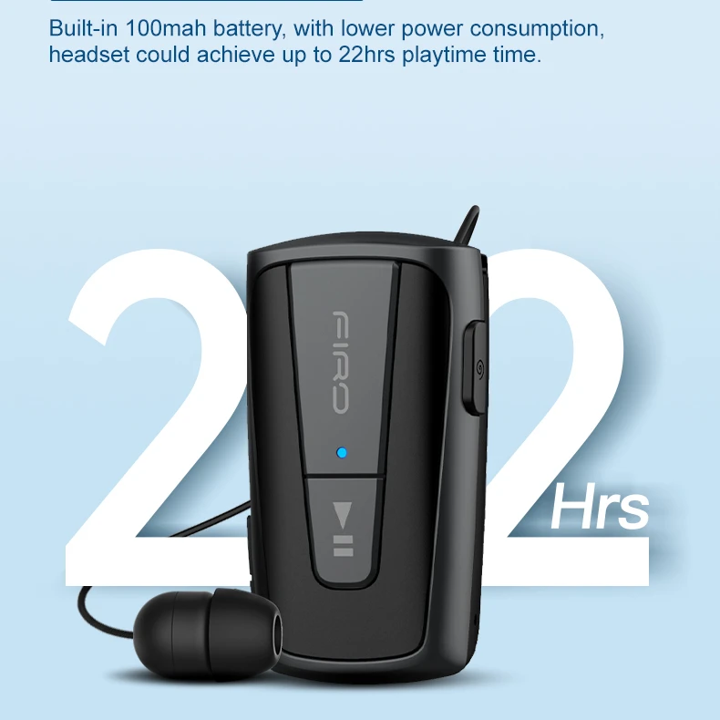 Firo wireless single-ear Type-C Retractable Collar Clip Headset for Delivery Business men Mono earphone for driver