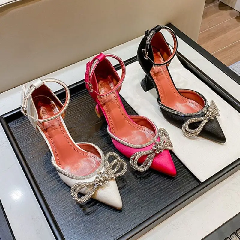 New Arrival Zapatos De Tacon Elegant Fashion Pointed Toe Women Cup 2022 Bow Heels for Ladies