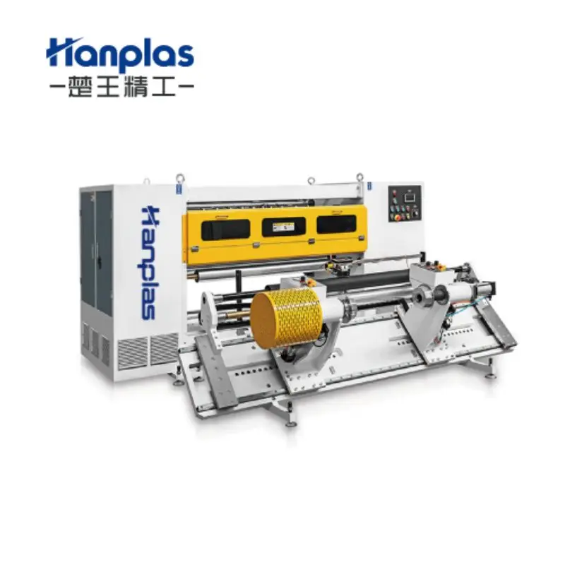HTF-C Hanplas Jumbo paper roll cutter raw material tissue electric tape slitting rewinding machine