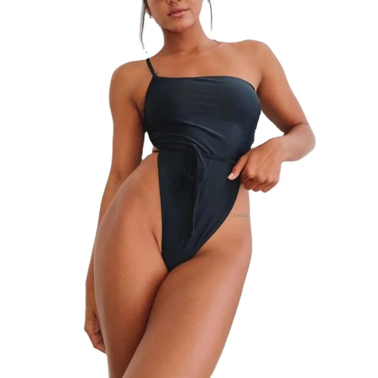 
2021 One Shoulder Women Bathing Suits Recycled Fabric Mature Swimwear & Beachwear for girl Hot Sell Sexy One Piece 