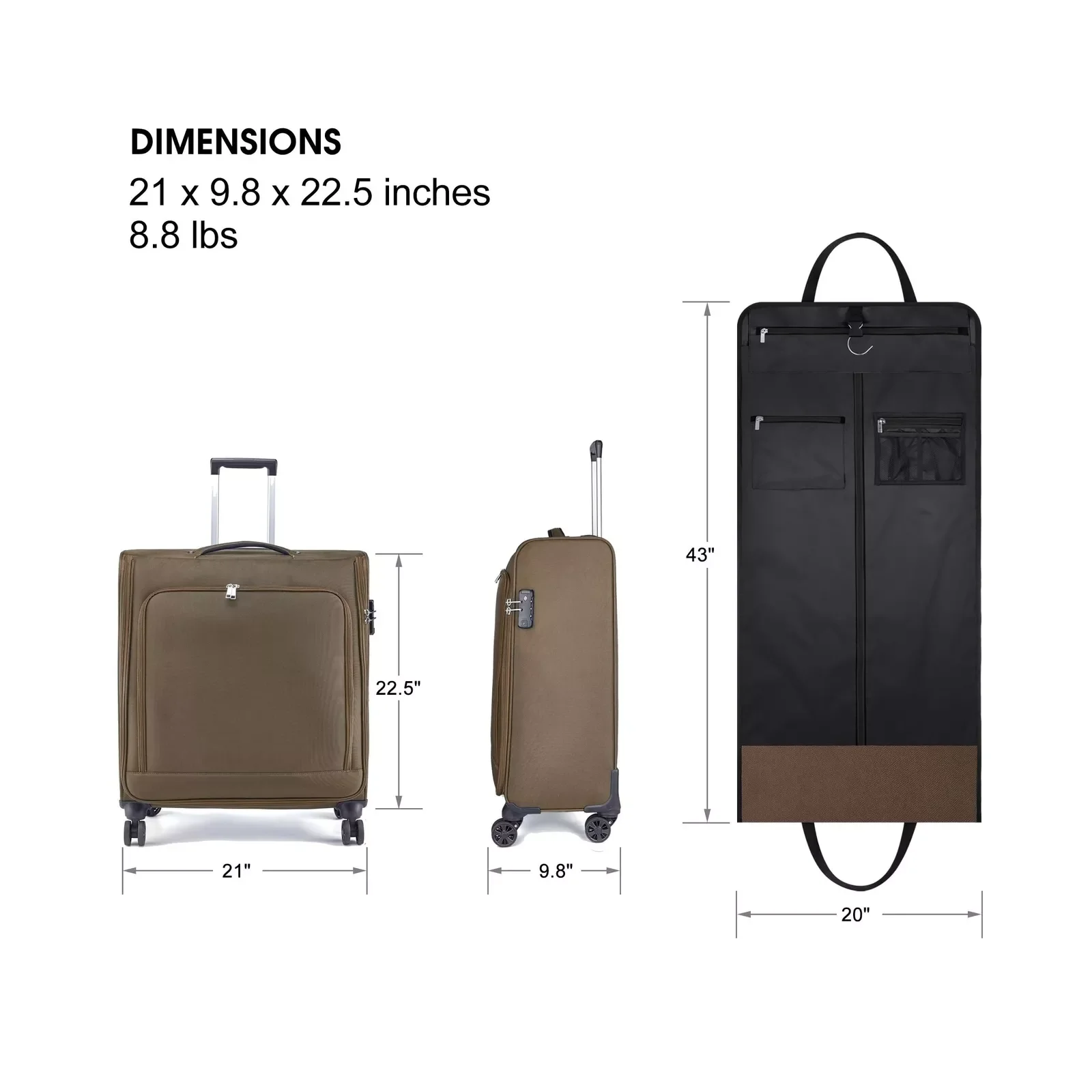 Custom premium Large 26-Inch Suitcase Wheeled Garment Luggage Bag with Locks travel Rolling Garment Bags for men and women