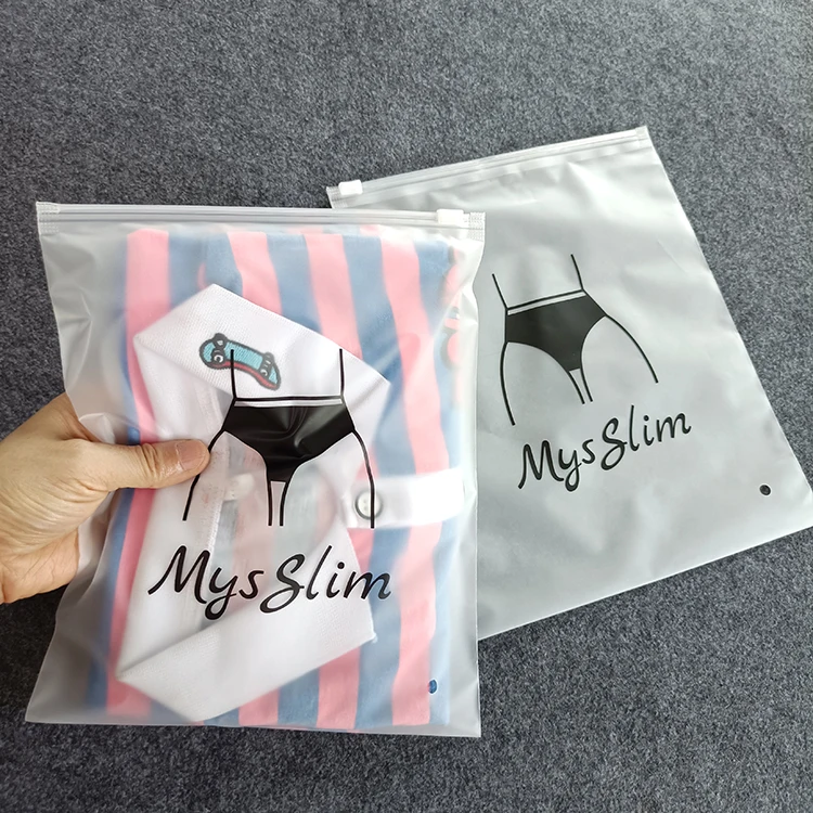 Hot Selling Matte Frosted Poly Zip Lock Plastic Bag for Packaging,printed Zipper Bag for Clothing Bikini t Shirt Zip Lock Bags