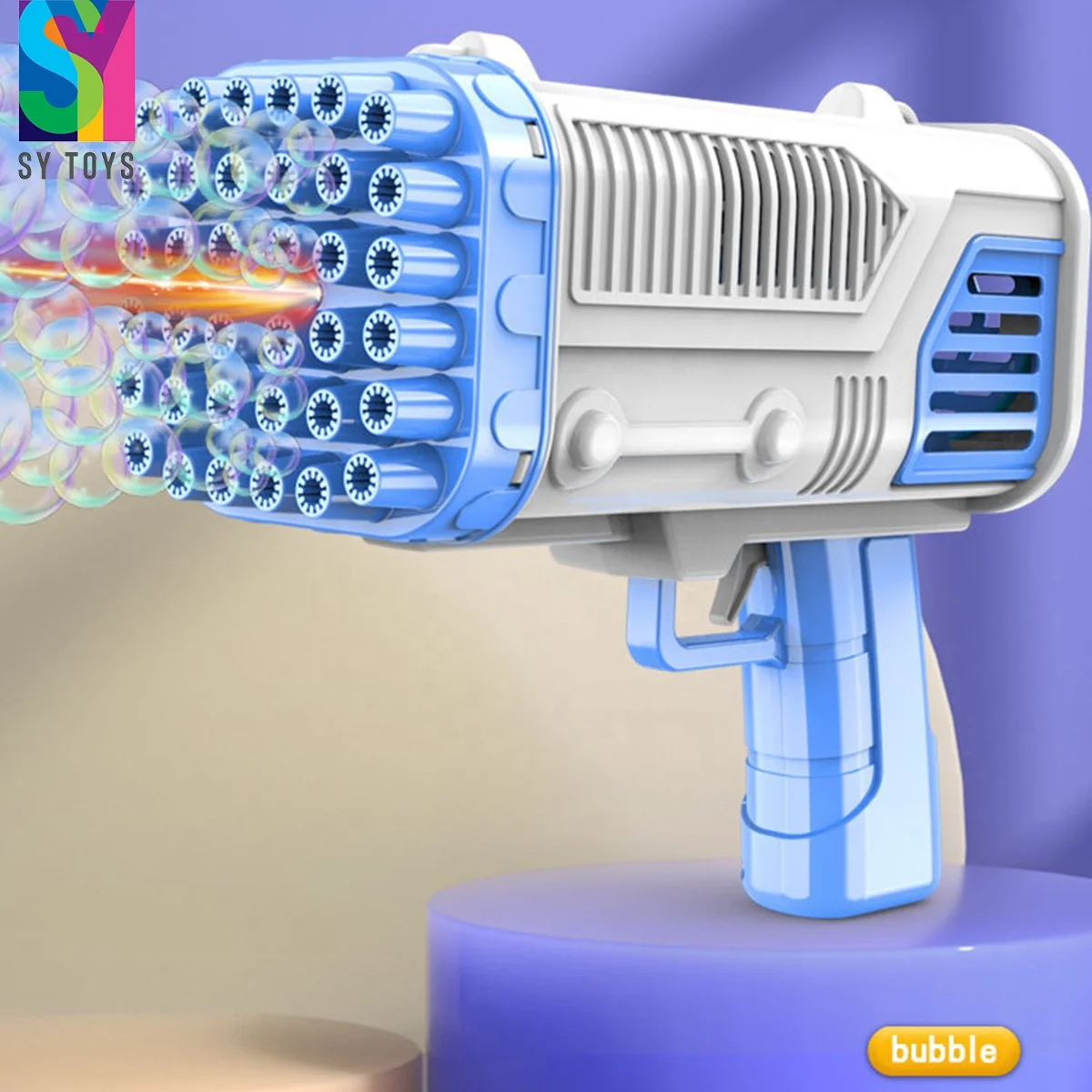 SY TOYS Bubble Machine Toy 32 Holes Funny Electric Automatic Bazooka Gatling Bubble Maker Gun For Kids Children