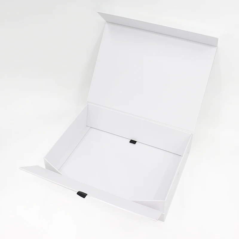 Luxury Black Folding Magnetic Box OEM Custom Logo Baffle Support Rigid Cardboard Paper Box Gift Box For Clothes Cosmetic Packing