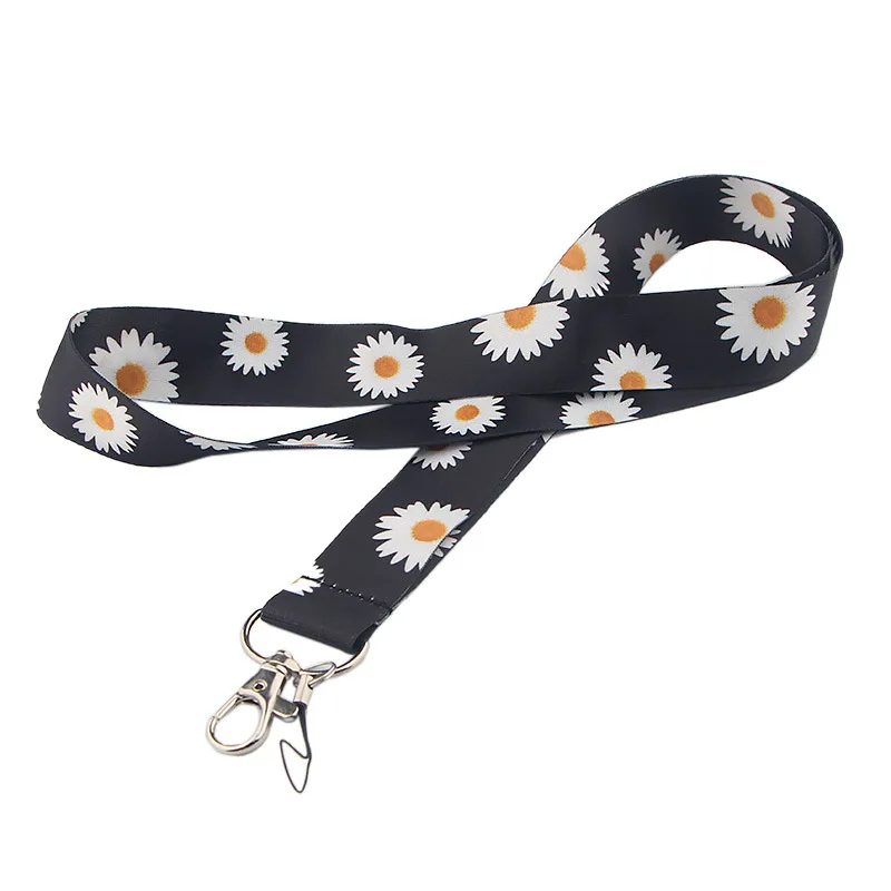 Factory Providers Cartoon Fresh Daisy Custom Printing Lanyard Sublimation Polyester Lanyard Key Chains With Phone Cord