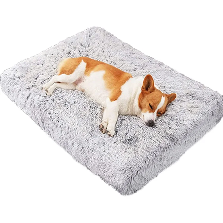 Plush Faux Fur Pet Cushion Memory Foam Dog Kennel Cat Four Season Mat Washable Removable Waterproof Customized Logo Picture 1pc