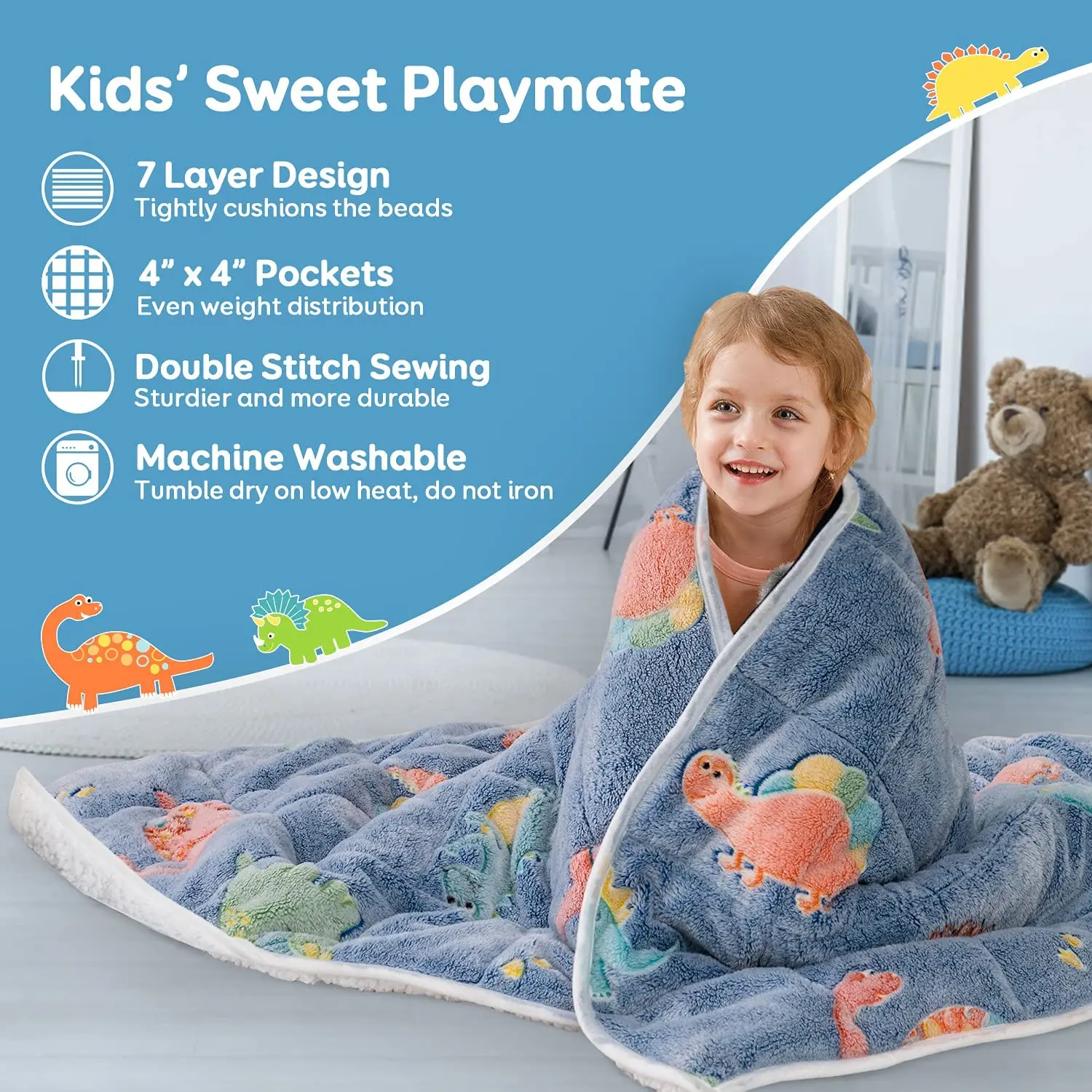 Relieve stress glass beads luminous custom kids weighted blanket with cover