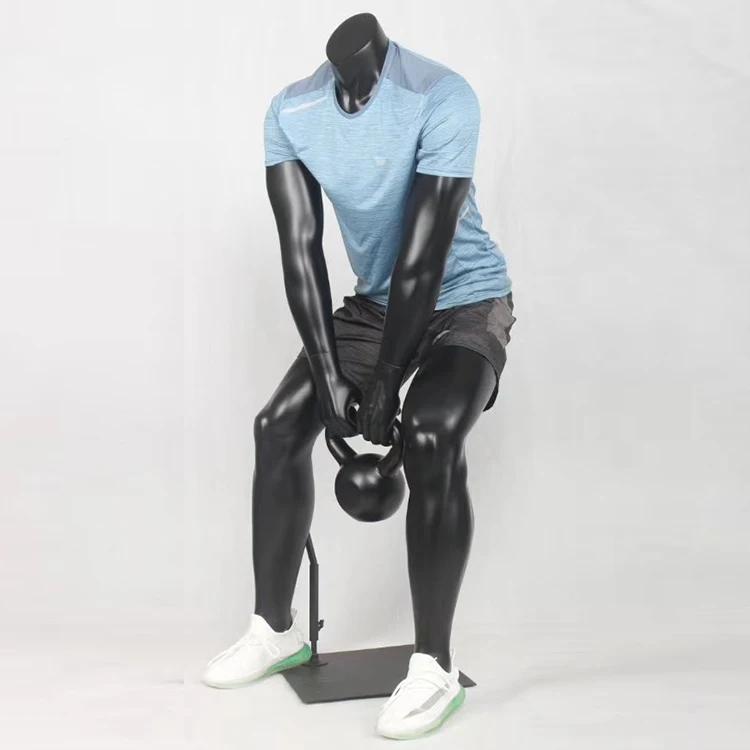 Headless Black Manikin Fitness Muscle Manikin Sports Male Mannequins Dummy