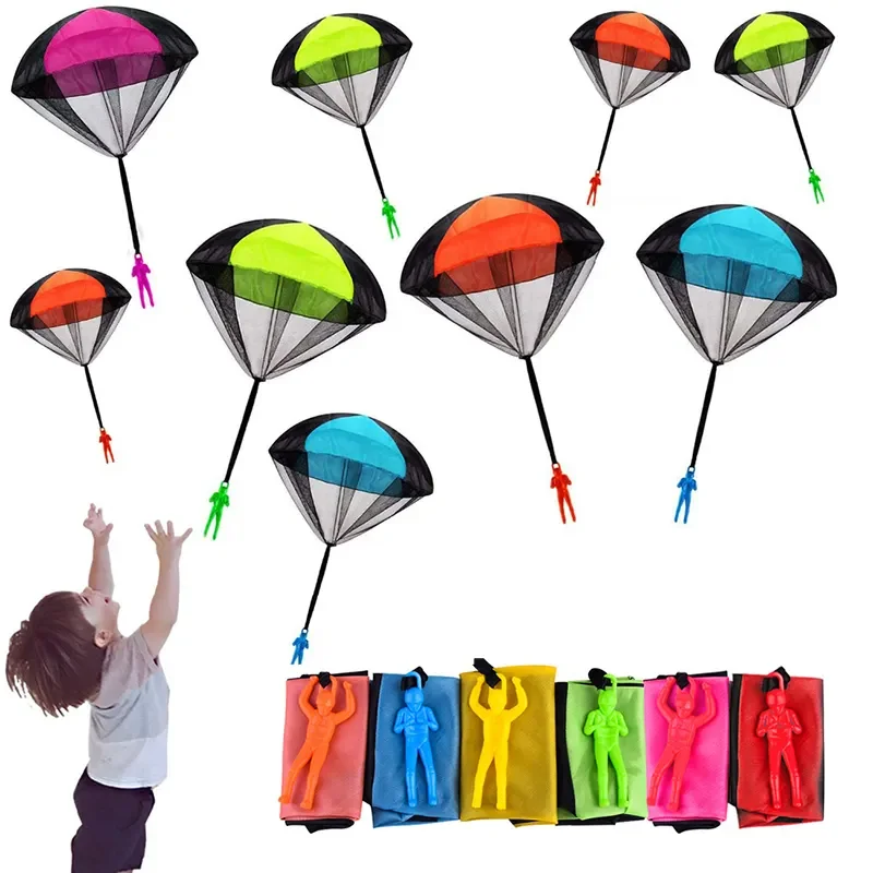 Wholesale Kids Outdoor Game Hand Throwing Colors Flying Small Mini Figure Soldier Parachute Toys