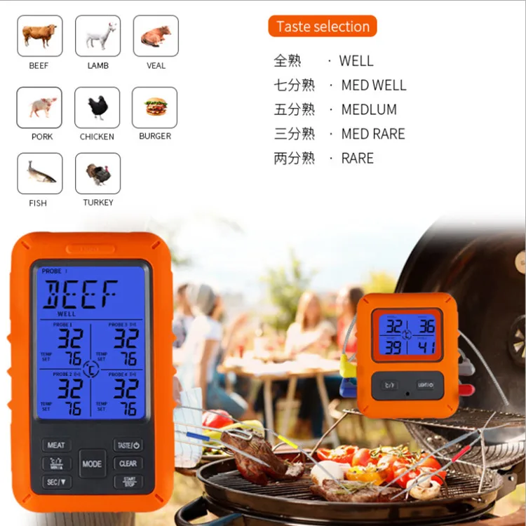 New wireless food thermometer electronic digital display thermometer for remote barbecue thermometer in home kitchen