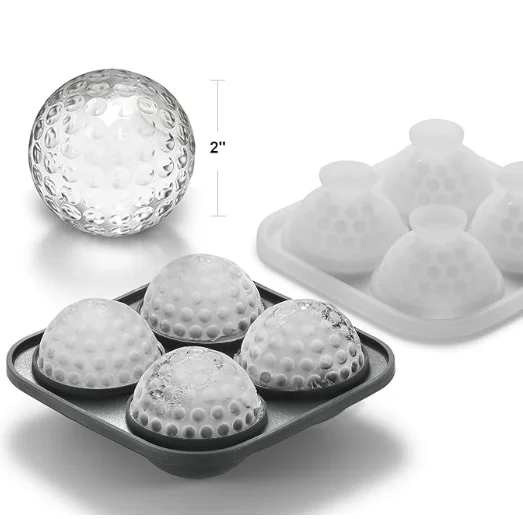Newest design Silicone ice cube tray 3D Ball Crystal Fun shape Whiskey ice mold silicone 4 cavity ice Feezer maker