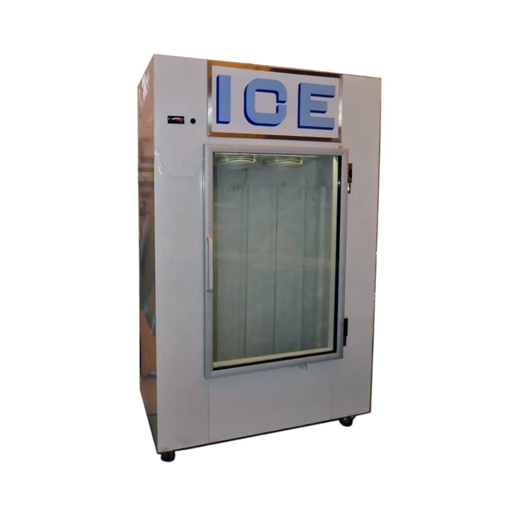 Indoor Single Glass Door Display Bagged Ice Freezer for 100 Bags Ice Storage