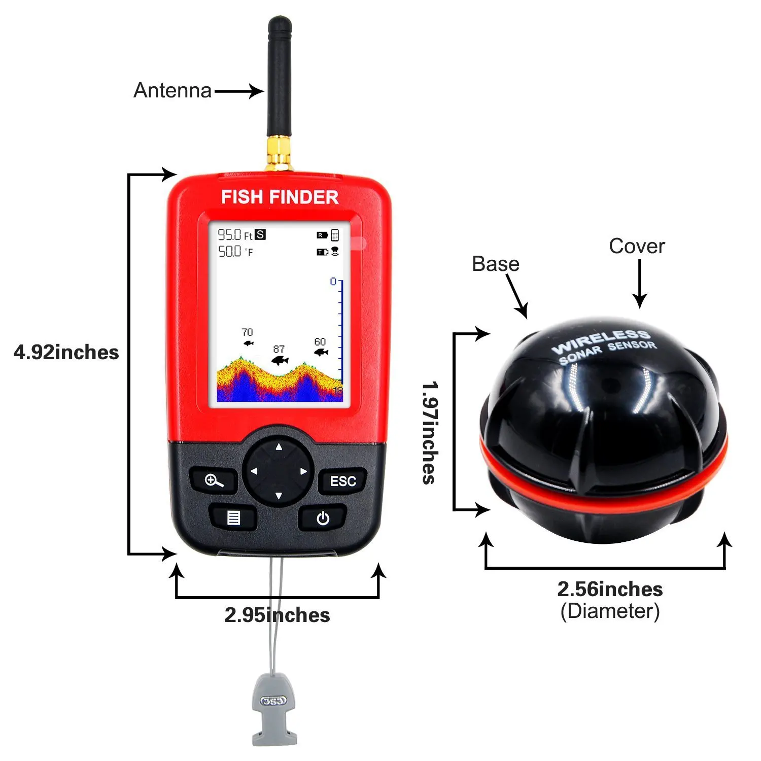 Оптовая продажа хорошая цена 0 6 м-30 м 2-120 футов глубиной gps эхолот для рыбалки