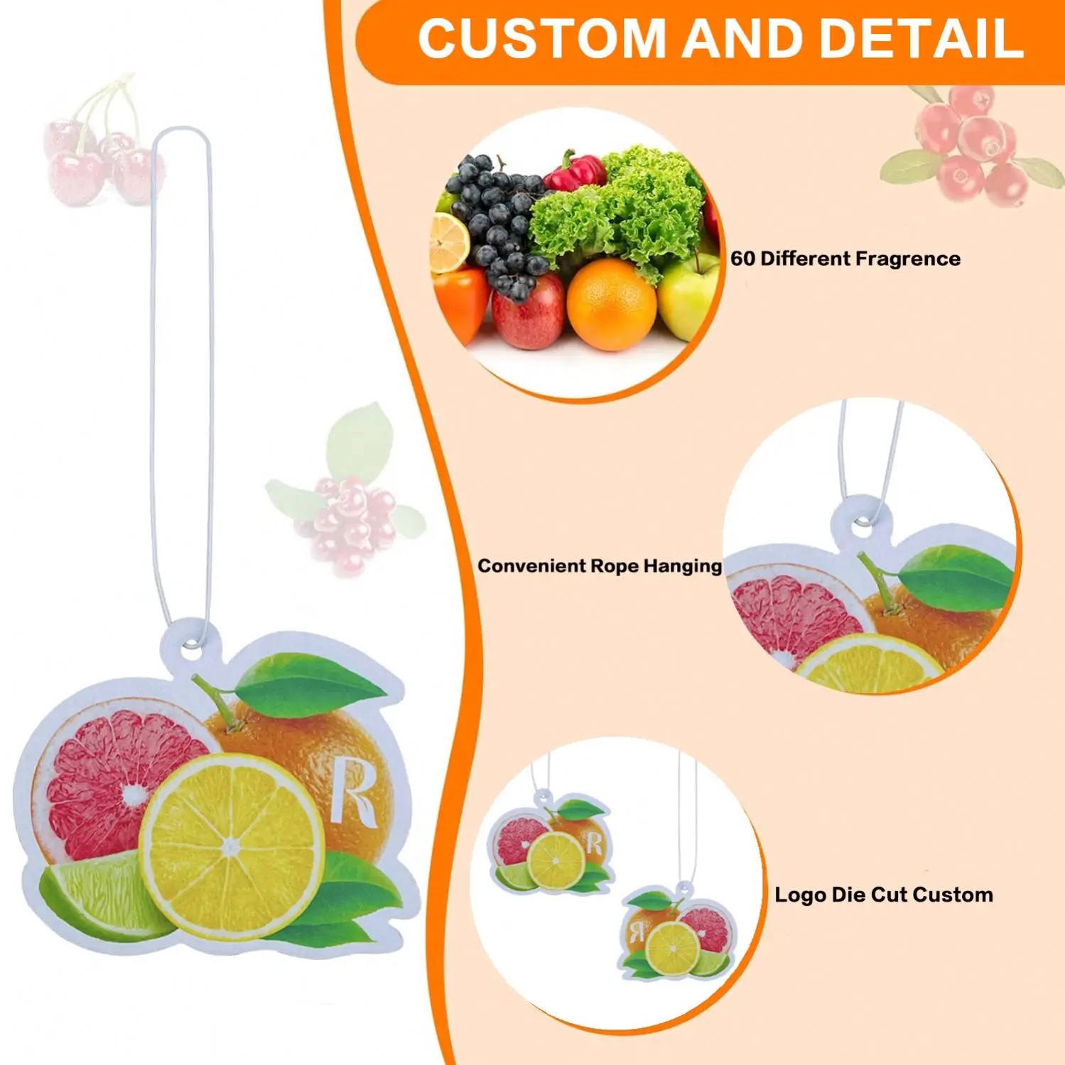 Super strong long lasting scent custom design anime paper car air freshener Different smells custom air freshener car with logo