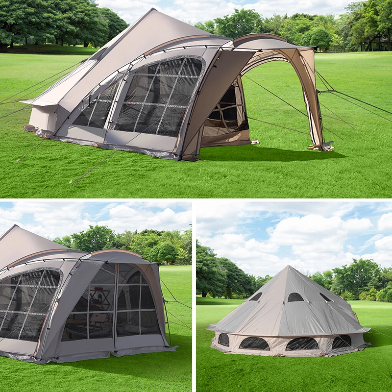 New drop outdoor 4m 5m 6m  luxury glamping equipment dome camping bell cotton canvas star tent with window