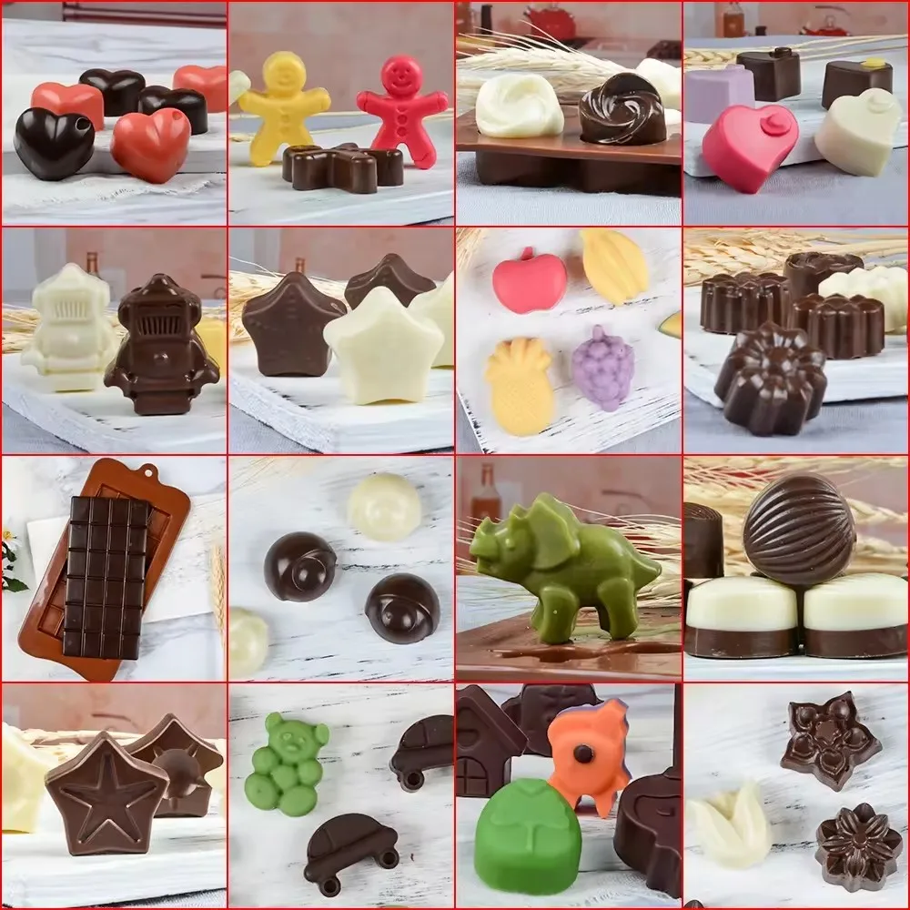 Chocolate Molds Christmas Chocolate Candy Mold Heat Resisting DIY Baking Molds Wholesale Food Grade Silicone Opp Bag Brown