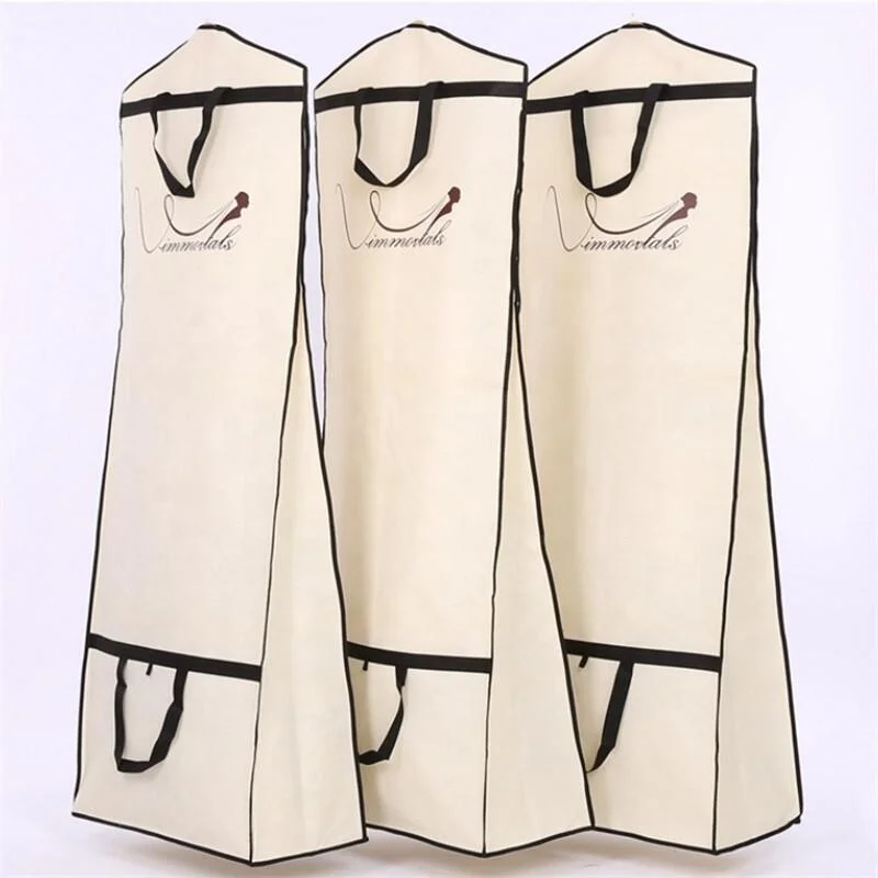 Hot Sale High Quality Dust Zippers Custom Printed Logo Carry Wedding Dress Foldable Garment Bags Packing For Suit