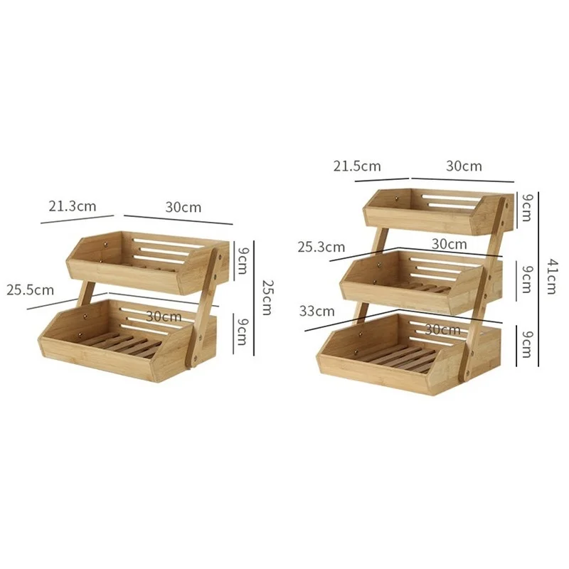 Multi-tier Bamboo Basket For Bread Storage Stand Home Kitchen Bowel Rack Countertop Storage Holder for Fruit Vegetable