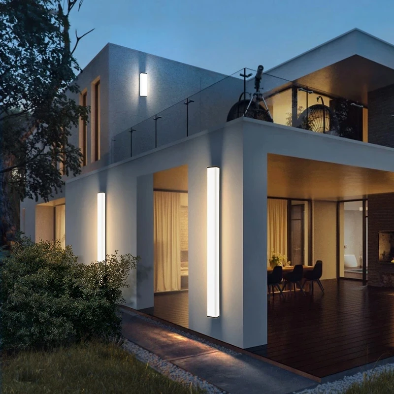 Stainless steel waterproof LED long wall lamp modern IP65 outdoor lighting Garden Villa balcony lamp decoration 110V 220V