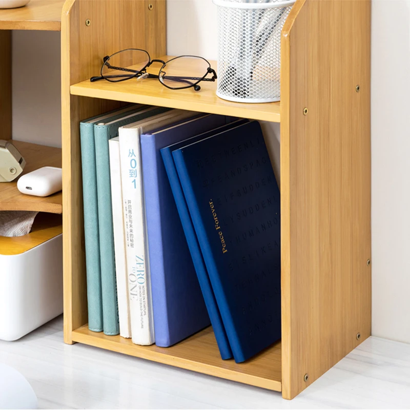Hot Sales Bamboo Desktop Book Shelf Simple Adjustable Kids Storage Book Shelf Wooden Bookcase