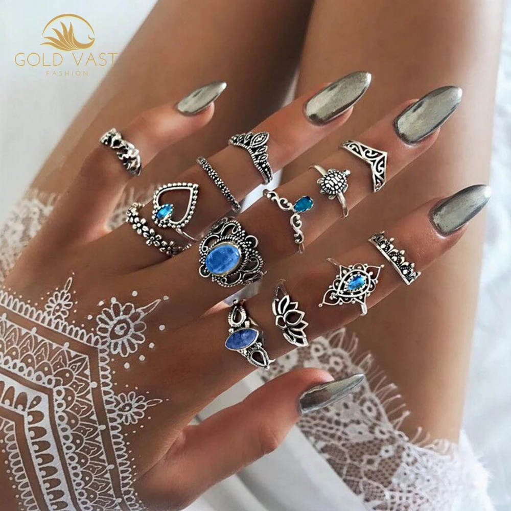 Diamond and Sapphire Ring Crown Elephant Turtle ring set in stainless steel jewelry gold rings anillos anillos de plata cincin