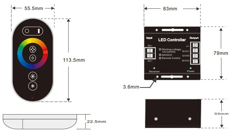 Wholesale RF Wireless Remote RGB LED Controller 6 keys touch panel China Supplier