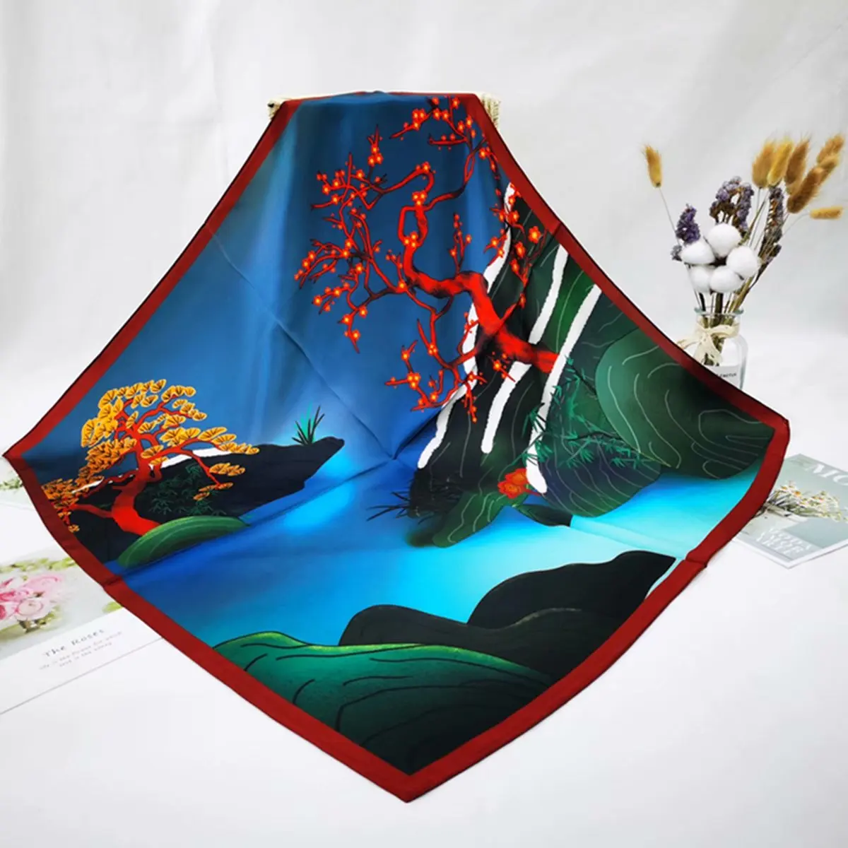 All-around big dot small square scarf silk scarf women 70*70CM Korea Dongdaemun summer INS 100%  pure silk scarf from China