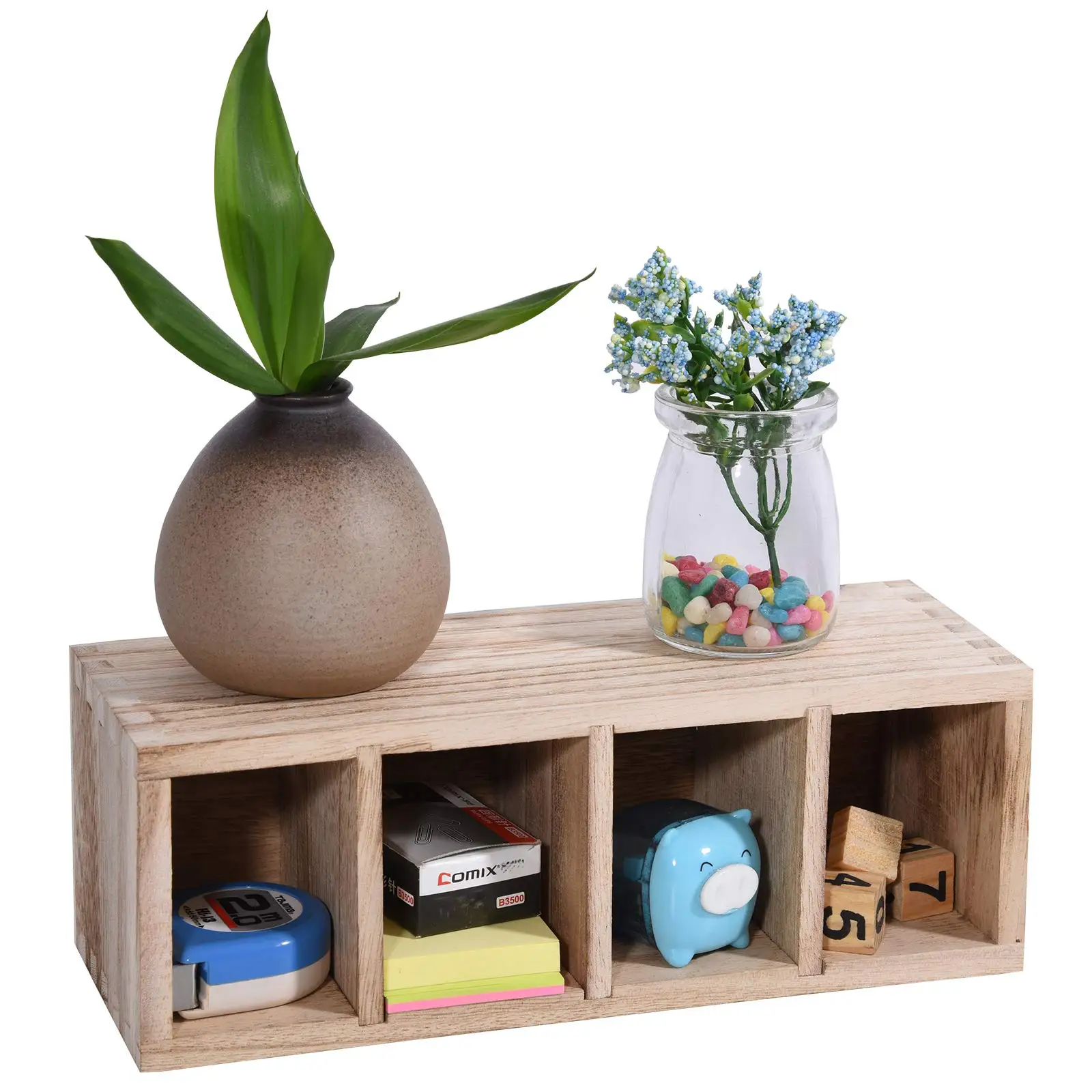 Desktop Storage with 4 Adjustable Smart Compartments, Multiuse for Store TV Remotes