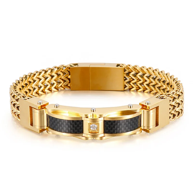 stainless steel dragonbone chain punk maggetic clasp 18k gold charm bracelets for gift