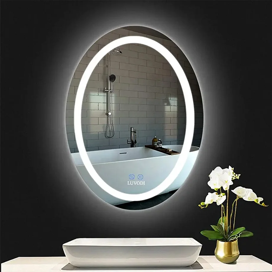 Frameless Oval LED Bathroom Vanity Mirror Anti-fog Wall Mirror