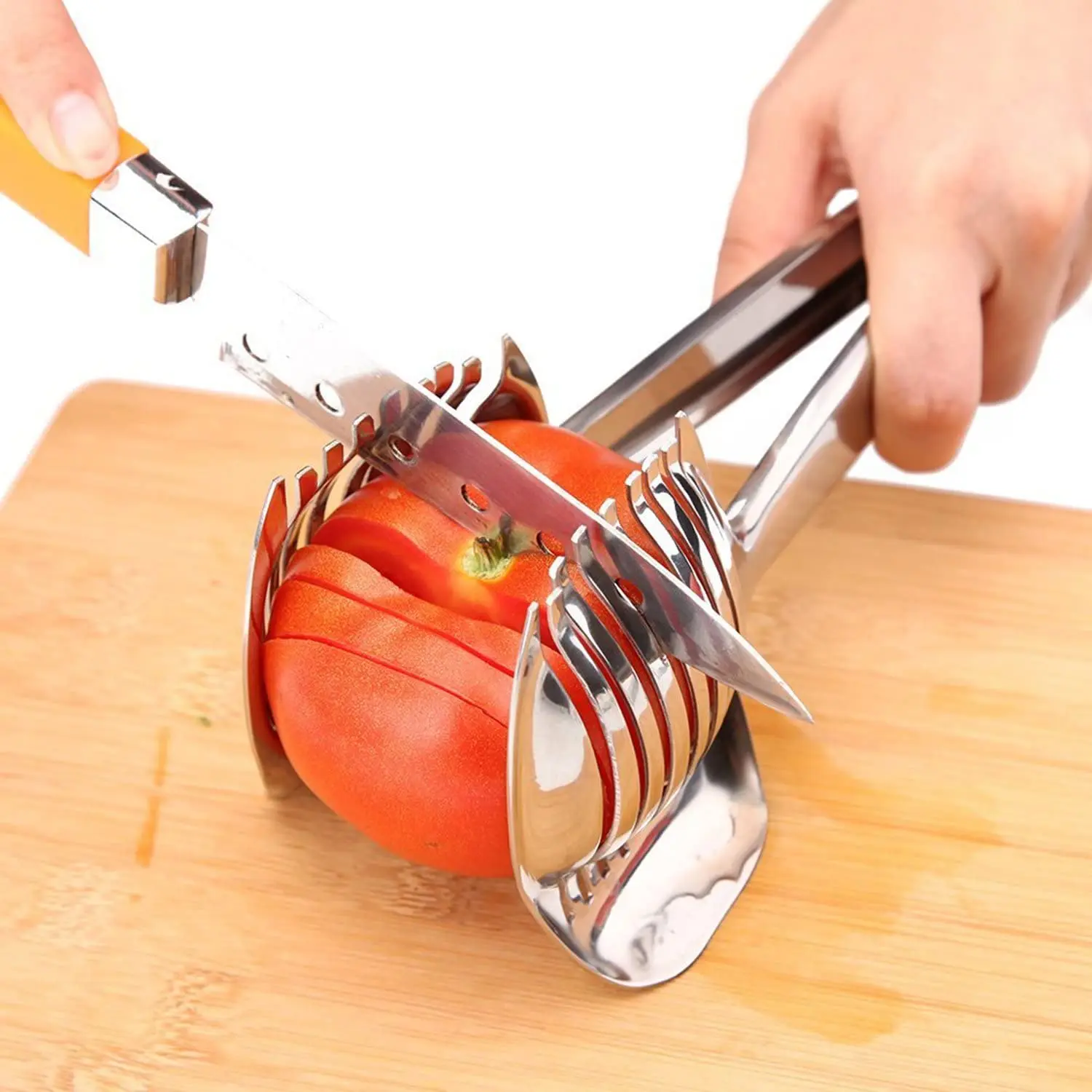 Easy Slicing Multipurpose Stainless Steel Onion Holder Fruit & Vegetable Tools Lemon Cutter Tomato Slicer