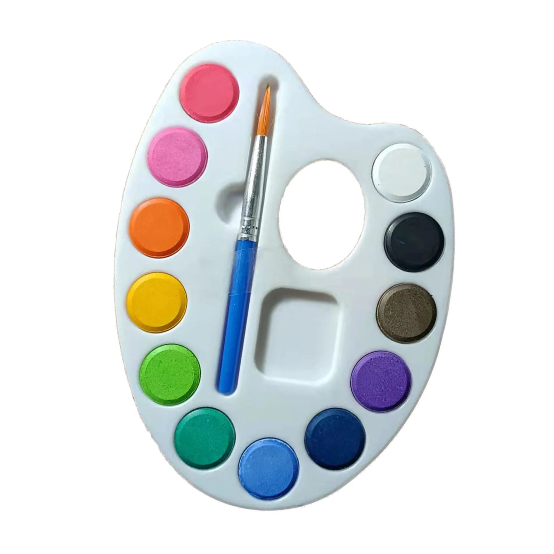 High Quality Mini 12 Colors Watercolor Cake Color Paint Set with Brush for Kids Gift