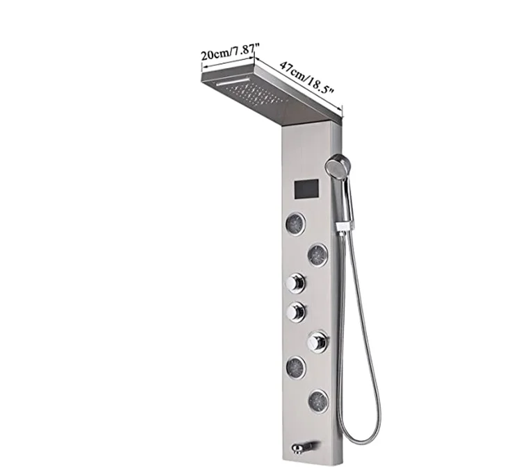 Shower Room Wall-mounted Multi-function Spa Stainless Steel Shower Board With Led Thermostatic Screen