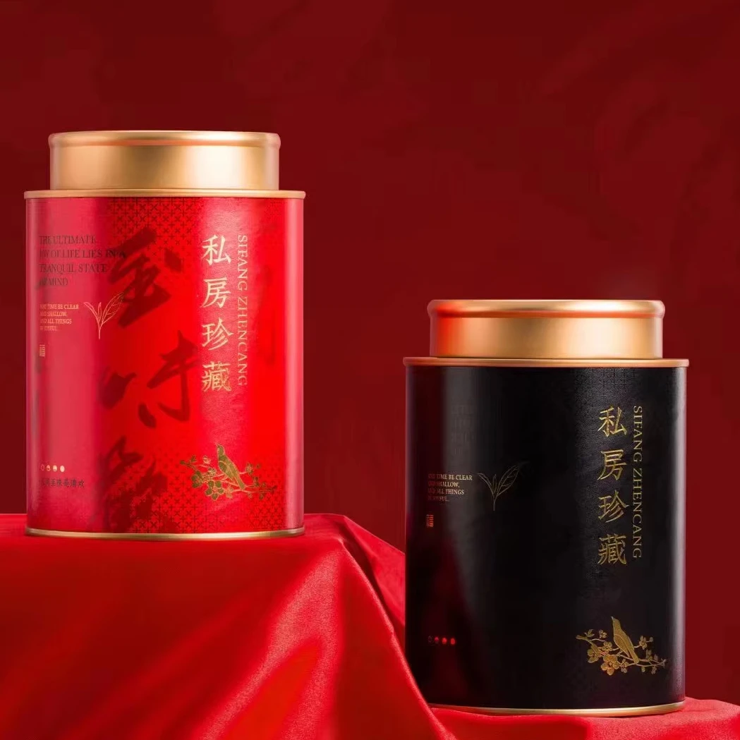 Custom Colors Eco-Friendly Composite Paper Tube Packaging Red Tea Tin Cans for Peanuts Coffee Powder