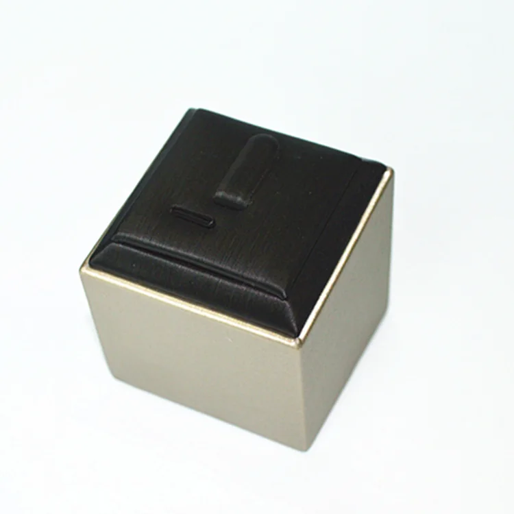 Wholesale Black Silver Brush PU Leather Small Vintage Jewelry Ring Display