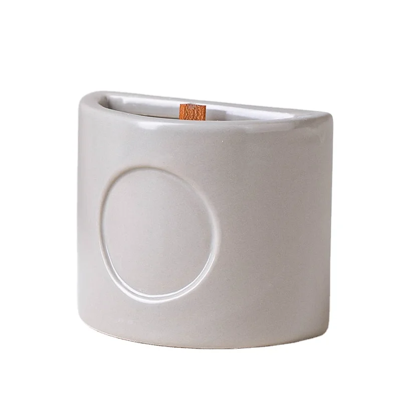 Custom Nordic Style Label Candle Container Vessels, Empty Label Ceramic Jars