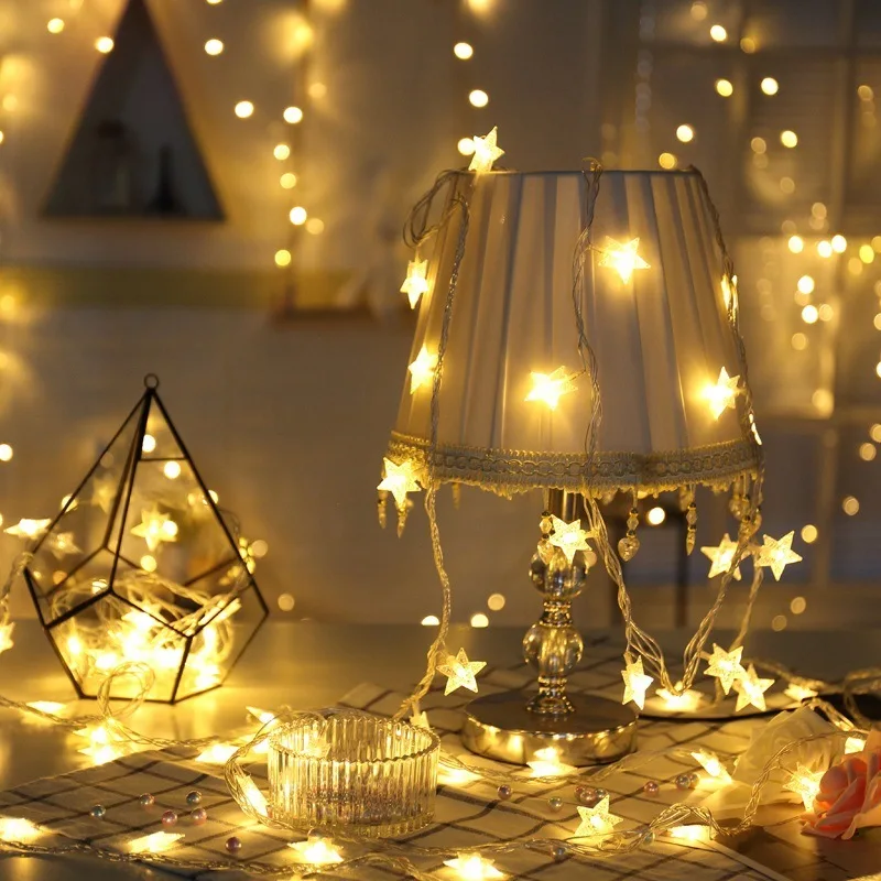 Outdoor led christmas star night string light led star shape led string lights christmas curtain lights stars