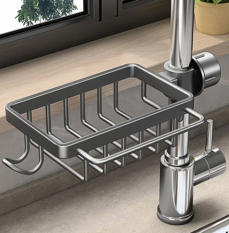 Multifunctional Metal Rack for Kitchen Faucet Storage Rack Design Sink Household Drain Basket Cloth Storage Corner