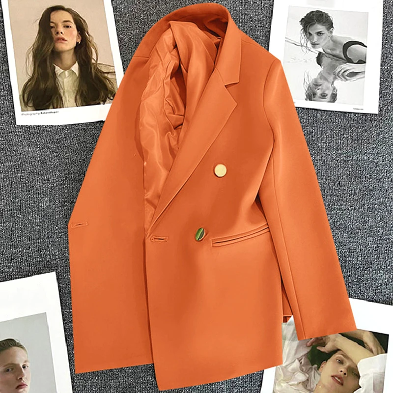 New Women Fashion Jacket Top Lapel Collar Luxury Button Blazer Top Plus Size Female Elegant Suit Coat