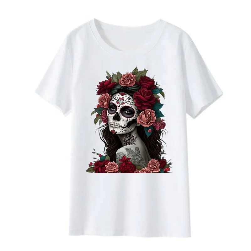 Custom DTF  T shirt Heat Transfer Mexico Skull Heat Transfer Labels Iron on Design Heat Press Mexican dtf Transfers