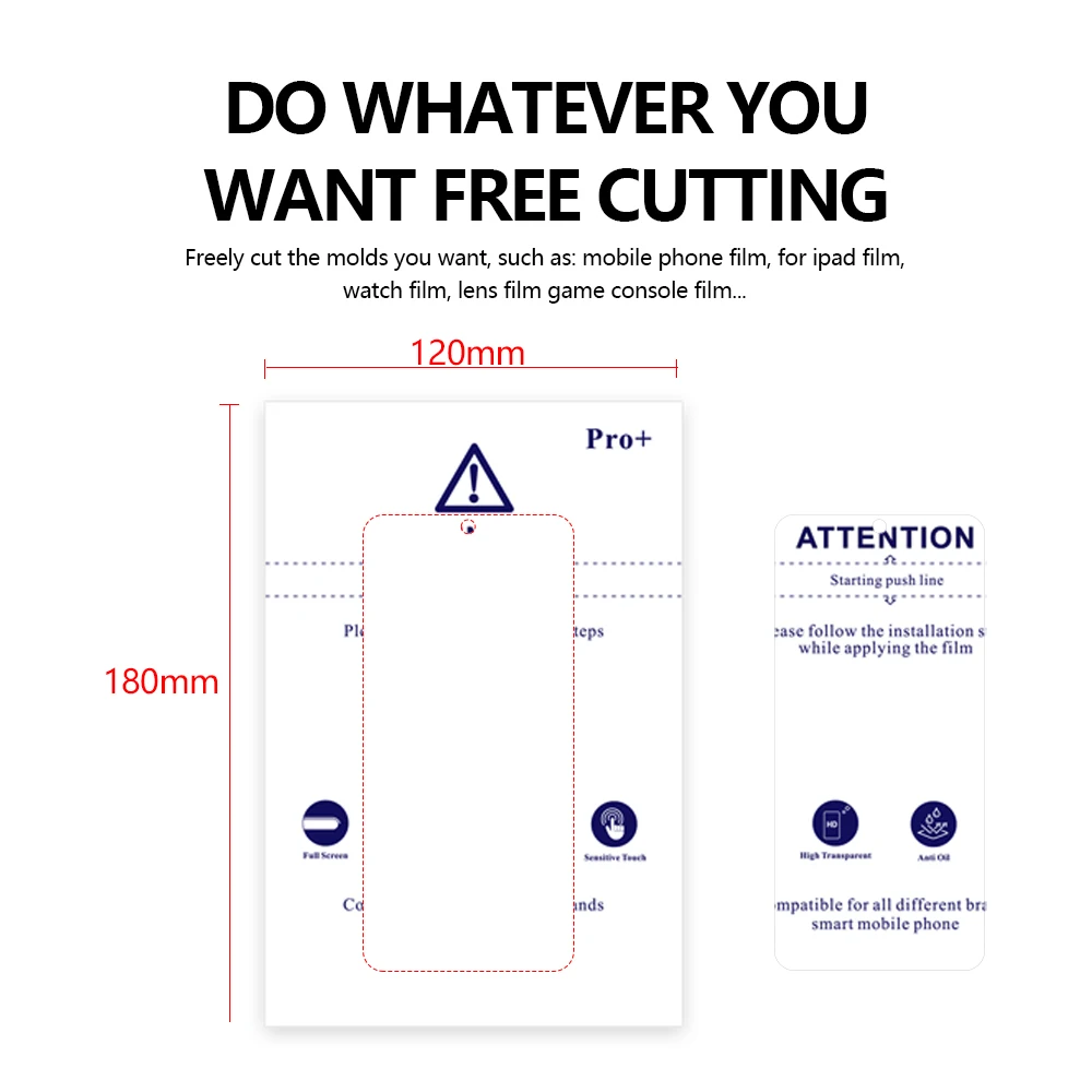 120*180mm TPU Hydrogel Film Anti Glare Anti Blue Light Anti Spy Privacy Film Clear Screen Protector A4 200x300mm Sheet Material