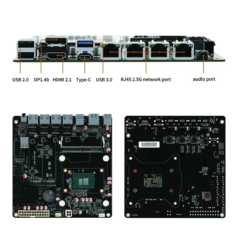 6-отсекная i3-N305 N100 NAS материнская плата 12-го поколения 4x i226-V 2 5 г * NVMe 6 SATA3.0 DDR5 Mini ITX маршрутизатор PCIex1 Type-C