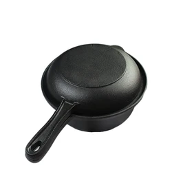 Cast Iron 2 In 1 Skillet Set Cookware Pot and Lid Set Deep Saucepan and Shallow Skillet Dutch Oven