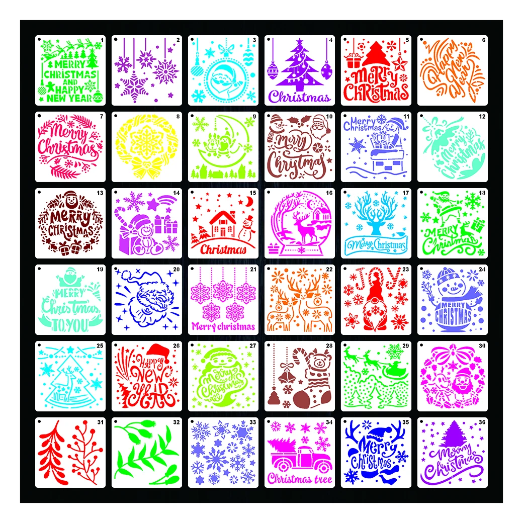 ECO Friendly Merry Christmas Plastic Stencil Drawing Stencil Set For Home Decorate