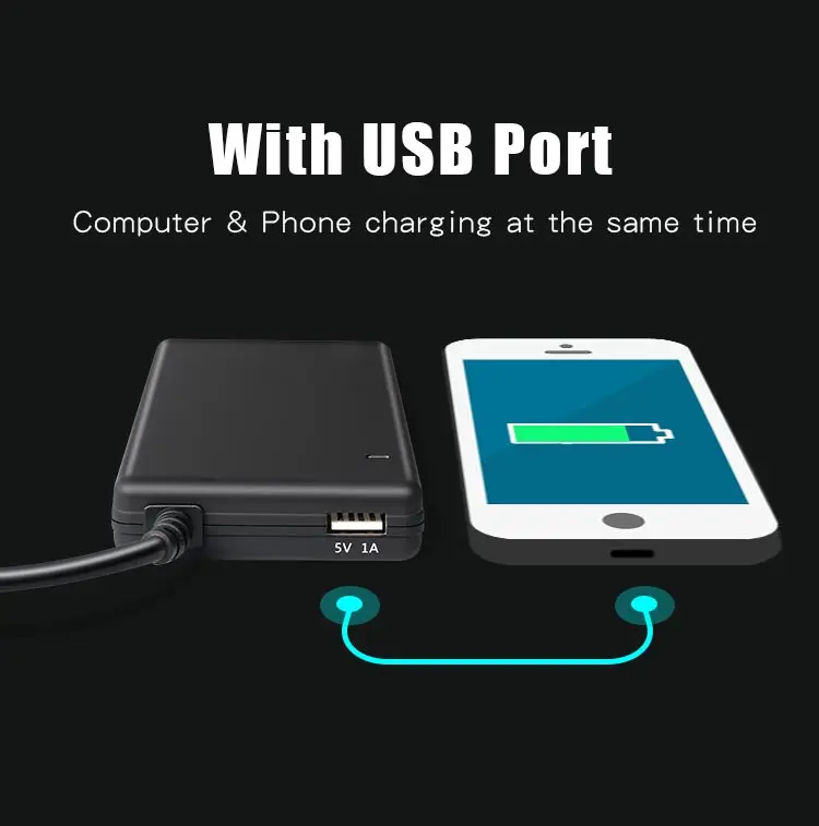 Laptop Accessories 90w Ac Universal Laptop Charger Power Adapter for Laptop with 12 tips and 5V 1A USB Port for Mobile Phone