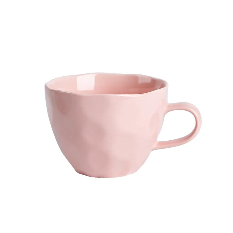 Colorful Ceramic Coffee Cup with Handle Simple Atmosphere Design Sense Mug Cute Handgrip Shape