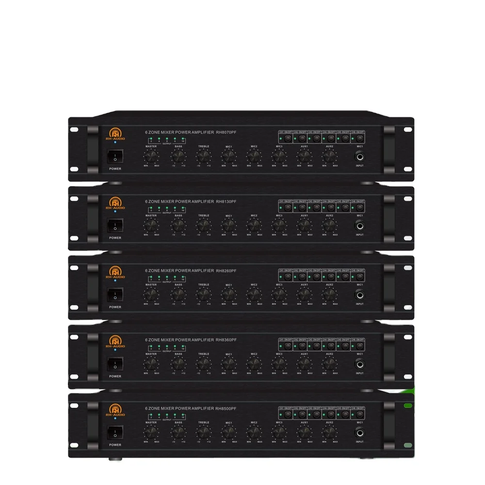 RH-AUDIO PA система 6 зон интегрированный смешивания усилитель для фоновой музыки