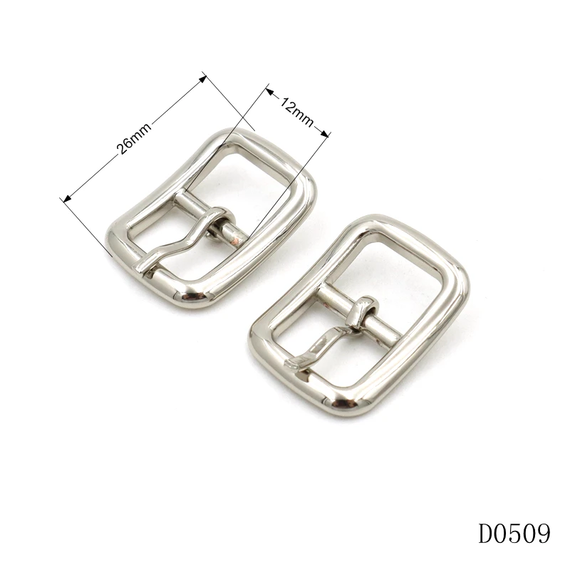 New design small 12mm curved pin buckle leather strap metal adjustable buckles