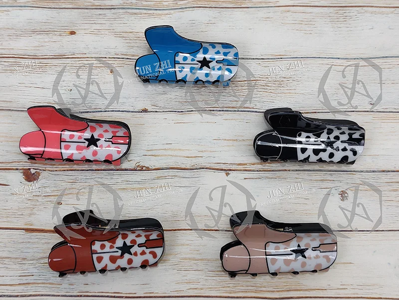 Girl Cowboy Acrylic Hat Boot Hair Clip